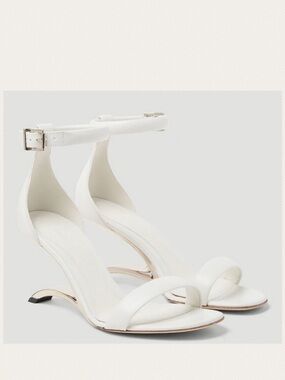 ALEXANDER MCQUEEN Arc Leather Cantilever Heeled Sandals in White